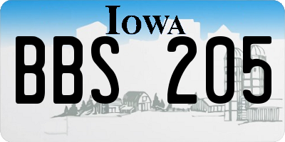 IA license plate BBS205