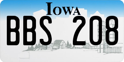 IA license plate BBS208