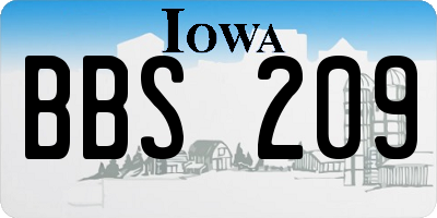 IA license plate BBS209