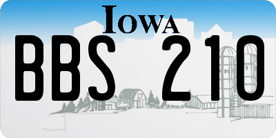 IA license plate BBS210