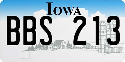 IA license plate BBS213