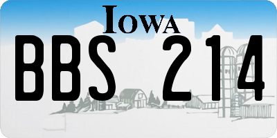 IA license plate BBS214