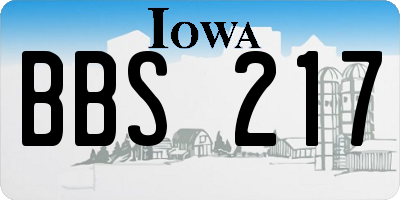 IA license plate BBS217