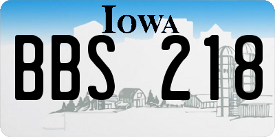 IA license plate BBS218