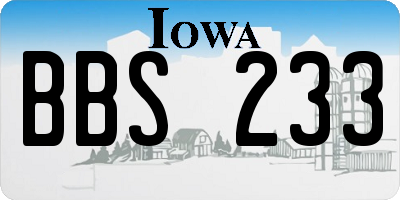 IA license plate BBS233