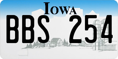 IA license plate BBS254