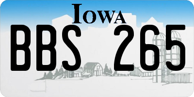 IA license plate BBS265