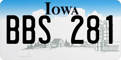 IA license plate BBS281