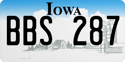 IA license plate BBS287