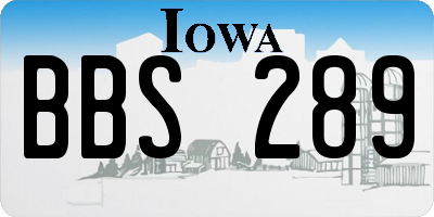 IA license plate BBS289
