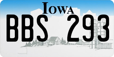 IA license plate BBS293