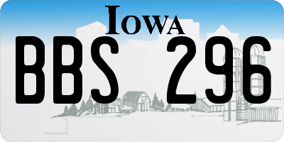 IA license plate BBS296