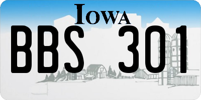 IA license plate BBS301