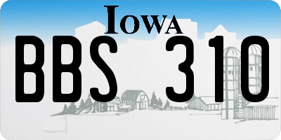 IA license plate BBS310