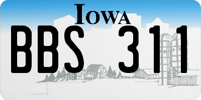 IA license plate BBS311