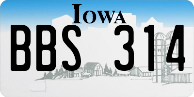 IA license plate BBS314