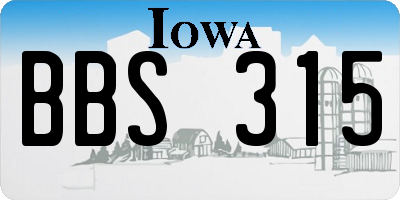 IA license plate BBS315