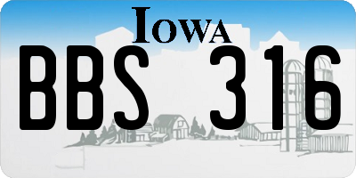IA license plate BBS316