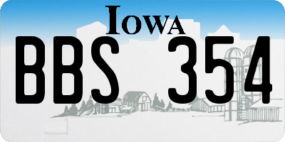 IA license plate BBS354