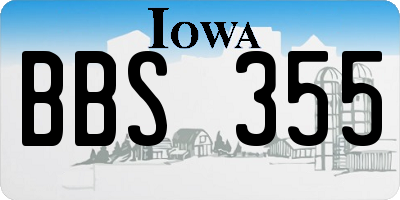 IA license plate BBS355