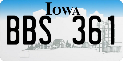 IA license plate BBS361