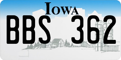 IA license plate BBS362