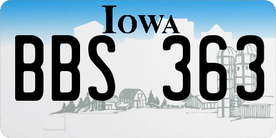 IA license plate BBS363
