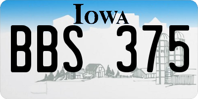 IA license plate BBS375
