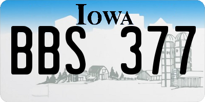 IA license plate BBS377