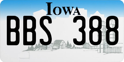 IA license plate BBS388