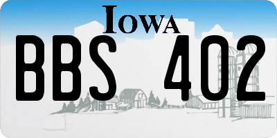 IA license plate BBS402