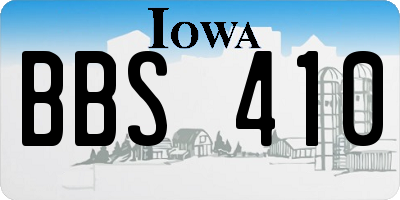 IA license plate BBS410