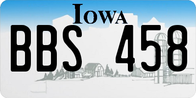 IA license plate BBS458