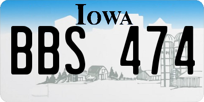 IA license plate BBS474