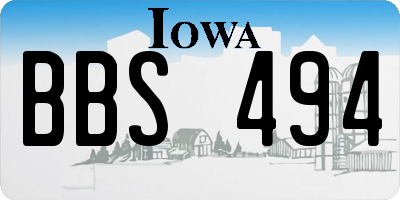 IA license plate BBS494