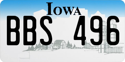 IA license plate BBS496