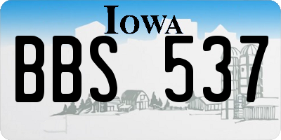 IA license plate BBS537
