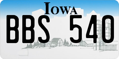 IA license plate BBS540
