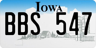 IA license plate BBS547