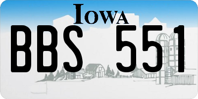 IA license plate BBS551