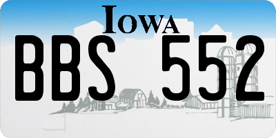 IA license plate BBS552
