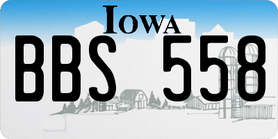IA license plate BBS558