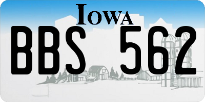 IA license plate BBS562