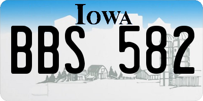 IA license plate BBS582