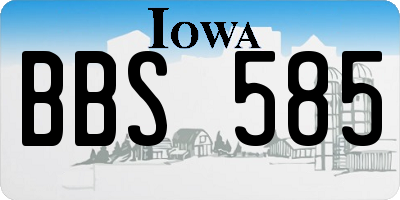 IA license plate BBS585