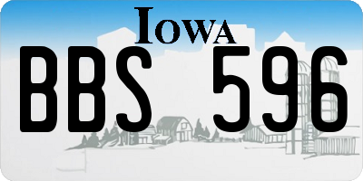 IA license plate BBS596