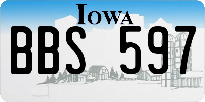 IA license plate BBS597