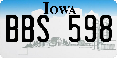 IA license plate BBS598