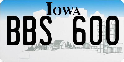 IA license plate BBS600