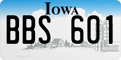 IA license plate BBS601